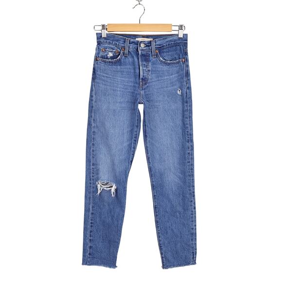Levi's Women's Wedgie Icon Ankle Fit Button Fly Raw Hem Jean Size 24 - Picture 1 of 9